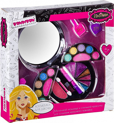 Фото товара ВВ2252 Набор детской декор. косметики Bondibon Eva Moda, BOX 30х29,5х6 см; лак для ногтей 2 оттенка 