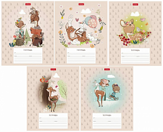 Тетрадь А5 12 л. узкая линия ХАТБЕР "ОЛЕНЕНОК", скоба, 5 диз. в блоке (12Т5В7) (072250) (1/10)