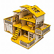 миниатюра ЭД-019 желтый Кукольный домик с гаражом,цвет Солнечный день (мебель в комплекте) Габариты игрушки: 2