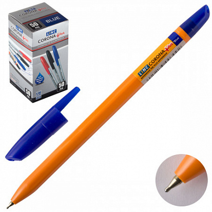 Фото 3002N/Y/blue Ручка шариковая LINC "CORONA PLUS" 0,7мм, оранжевый корпус, синяя (50/2000) (3002N/Y/bl