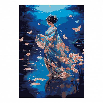 Фото LORI Кпн-325 Картина по номерам на картоне 20*28,5 см "Девушка на озере"