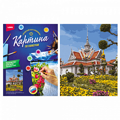 LORI Кпн-213 Картина по номерам на картоне 40*50 см "Храм Бангкока"