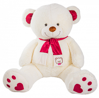 Фото товара Мягкая игрушка Медведь молочный 2 м с красными ушками