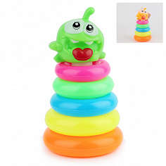 KD800-11 Пирамидка для малышей Om Nom 20см (5 колец), 2 вида в ассорти [цена за шт.] (KD800-11)