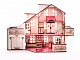 миниатюра ЭД-032 светло-розовая Кукольный домик с гаражом Розовая Сказка (мебель в комплекте)