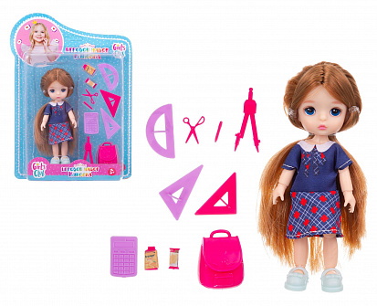Фото IT108581 Кукла "Girls Club" 14 см, с аксессуарами, ручки и ножки у куклы шарнирные, на блистере 17*4