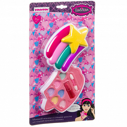 Фото товара ВВ3791 Набор детской декор. косметики Bondibon Eva Moda, CRD 17,9*30,6 см; косметичка-звёздочка, тен
