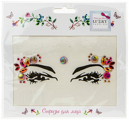 Фото товара 1toy Т20915 Lukky Fashion стразы для лица Гранатовая сказка,16,5х15,5 см,карта, пакет 