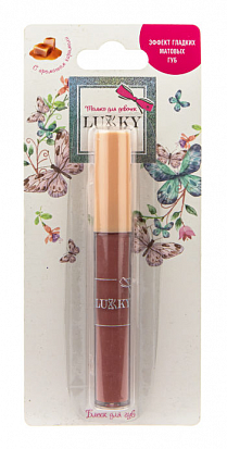 Фото товара Т20267 Lukky Блеск для губ "эффект гладких матовых губ" с ароматом карамели,цвет карамельно-бежевый,