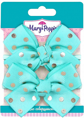 Фото товара 455528 Набор резинок для волос, банты "Бирюза" 2 шт.