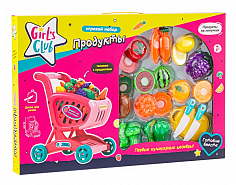 IT111003 Набор "Продукты Girl's club" тележка (25*21*15,5 см), продукты на липучках, доска для резки