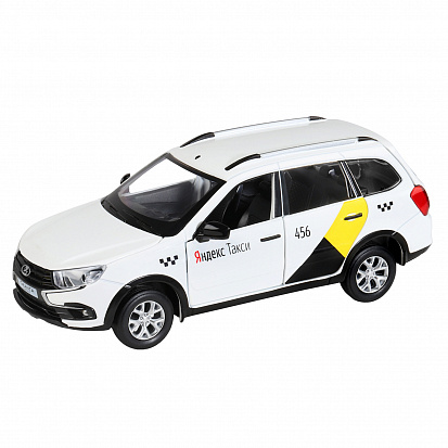 Фото 1251346JB Яндекс.Такси машинка металл., LADA GRANTA CROSS,цвет белый, масштаб 1:24, открываются 4 дв