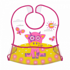 LUBBY14075 LUBBY Нагрудник большой с карманом на липучке "В мире животных" от6 мес