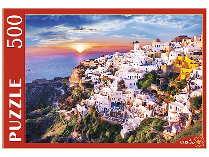 Фото товара ГИП500-0612 ПАЗЛЫ 500 элементов. ГРЕЦИЯ. САНТОРИНИ НА ЗАКАТЕ (Арт. ГИП500-0612)