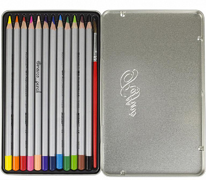 купить MARCO 7120-12TN Карандаши акварельные MARCO Raffine 12цв., в металлическом пенале, с кистью, шестигр фото в Симферополе