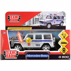 G-СLASS-P-SL ТМ Технопарк. Машина металл "MERCEDES-BENZ G-CLASS ПОЛИЦИЯ" 12см, свет+звук, инерц.