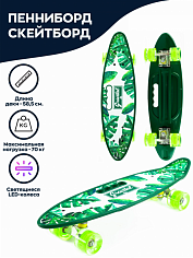Т00524-1 Зеленый, Пенни-борд со светящимися колесами. Ручка для переноски. 60 см. (8).