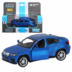 1251253JB ТМ "Автопанорама" Машинка металл. 1:43 BMW X6, синий, инерция, откр. двери, в/к 17,5*12,5