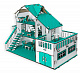 миниатюра ЭД-063 Сборная игрушка Кукольный домик с террасой,цвет Зеленый мебель в комплекте Габариты игрушки: