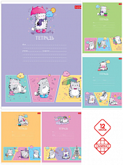 Тетрадь А5 12 л. клетка ХАТБЕР "ПРИКЛЮЧЕНИЯ КОТА ПИРОЖКА" скоба,5 диз (12Т5В1) (067653)