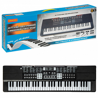 Фото ВВ4949 Инструм. муз. на батар., Синтезатор Клавишник Bondibon, 61 клавиша, с микрофоном и USB-шнуром