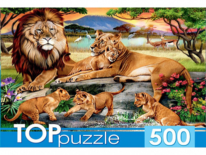 Фото товара ХТП500-4220 TOPpuzzle. ПАЗЛЫ 500 элементов. ХТП500-4220 СЕМЕЙСТВО ЛЬВОВ