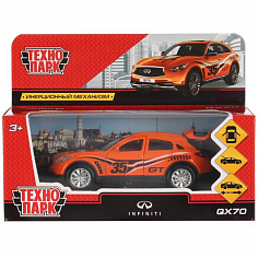 QX70-S Машина металл INFINITI QX70 СПОРТ 12 см, двер, баг, инерц, оранжевый, кор. Технопарк