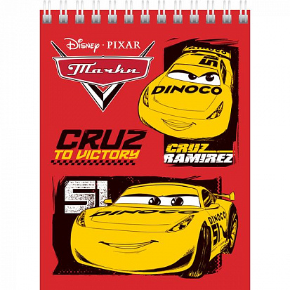 Фото товара 057090 Блокнот ХАТБЕР А6 "ТАЧКИ (DISNEY)", 40л, клетка, гребень, УФ-лак (40Б6В1гр) (057090)