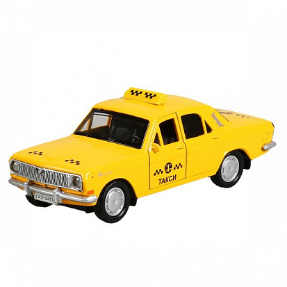 Фото 2401-12TAX-YE Машина металл "газ-2401 волга такси" 12см, открыв.двери, инерц., желтый в кор. Технопа