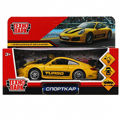S688-1B-PR Машина металл свет-звук СПОРТКАР 14,5 см, двери, инерц, желт, кор. Технопарк
