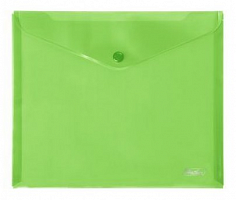 010733 Папка-конверт на кнопке А5 ХАТБЕР, 180 мкм, 243*210мм, пластиковая, зеленая (AKk_15104) (0107