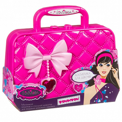 Фото товара ВВ3784 Набор детской декор. косметики Bondibon Eva Moda, BOX 20*5,5*17,8 см; косметичка-сумочка с ба
