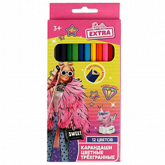 CPT12-65500-BRB Цветные карандаши БАРБИ 12цв, трёхгран, barbie extra Умка