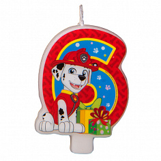 31358 Свеча-цифра №6 "Щенячий патруль", 8 см