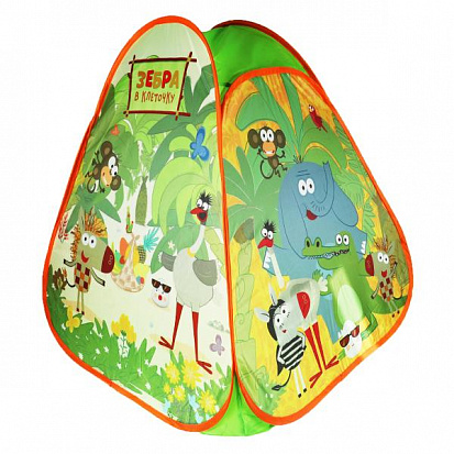 Фото GFA-ZEBRA01-R Палатка детская игровая Зебра в клеточку 81х90х81см, в сумке Играем вместе