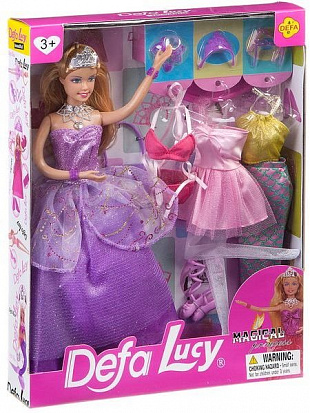 Фото 8269 violet Игровой набор Defa Luсy "Красотка" фиолет., 1 кукла, 14 предм. в комплекте