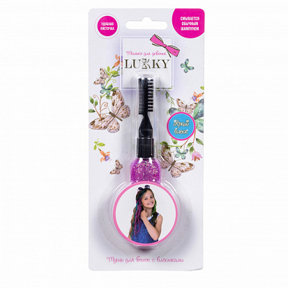 Фото товара 1toy Т16156 Lukky тушь для волос с розовыми блёстками 15 мл, блистер (10013160/090819/0299499)