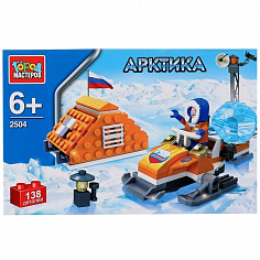 UU-2504-R Конструктор "город мастеров" арктика: полярник на снегоходе, с фигуркой в русс. кор.