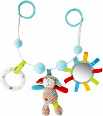 939386 Подвеска с погремушкой, зеркальцем и мягкой игрушкой "Собачка Билли"