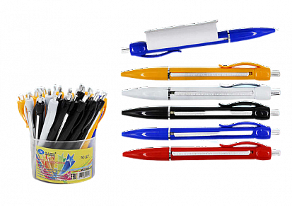 Фото Ручка шариковая автоматическая BASIR, цветной тонир. корпус, с силикон. ластиком, пиши-стирай, 0,8 м