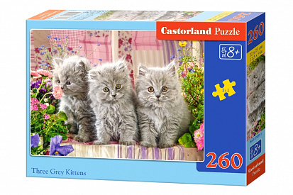 Фото Пазлы B2-27491 Три серых котенка, 260 деталей MIDI Castor Land