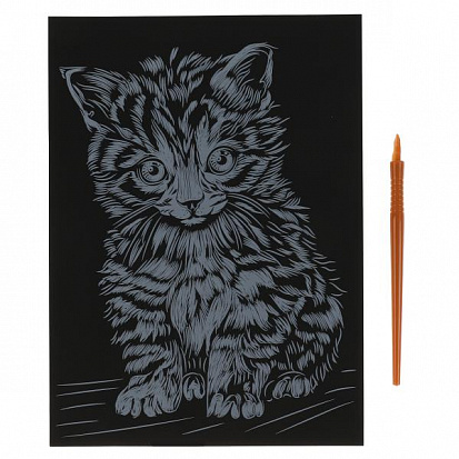 Фото 100SCRATCHART-CLR-KITTEN Гравюра 18*24 см котенок, цветная MultiArt