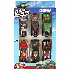 RR-SET-157-R Машина металл ROAD RACING набор СУПЕРКАР 7,5 см, 6 шт,в ассорт, кор. Технопарк