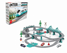 1TOY Т22434 InterCity Express наб.ж.д."Туристический поезд" 103 дет.свет, звук,поезд 3 ваг, остановк