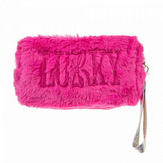 Т21392 Lukky косметичка плюш.объемная с лого LUKKY,розовая,18х10 см,пакет,бирка (10317120/210322/304