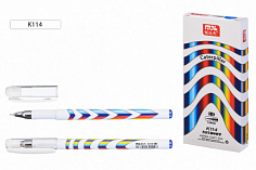 Ручка гелевая PIANO "CATERPILLAR", 0,5 мм, белый корпус, рис. радужн винт полоска, синяя (K-114/син/