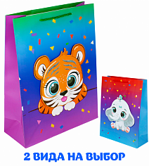 141V-938 Пакет 31х12х40см 3D с блестками Звери мультяшки 141V-938