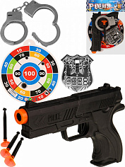 1925039 Набор полицейского (7 пр.)"Меткий стрелок 2"(пистолет,мишень,наруч.,значок,пули)в пак. (арт.