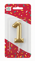 Свеча для торта "1" 5,5см золото ОМ20013/1