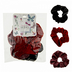 Lukky Т19601 Fashion резинки текстильные, бархат, 3 шт (черный, красный, темно-розовый) 